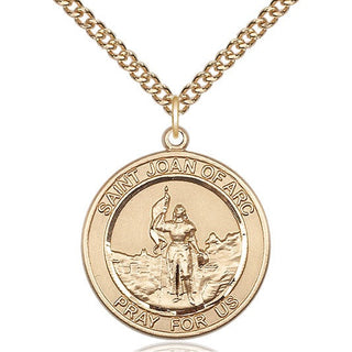 14kt Gold Saint Joan of Arc Medal Engraved Catholic Saint Jewelry