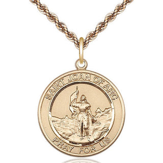 14kt Gold Saint Joan of Arc Medal Engraved Catholic Saint Jewelry