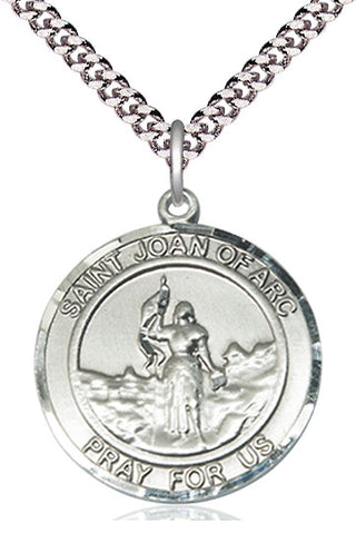 Pewter Saint Joan of Arc Medal Catholic Jewelry Engraved Catholic Saint Jewelry