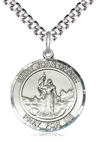 Pewter Saint Joan of Arc Medal Catholic Jewelry Engraved Catholic Saint Jewelry
