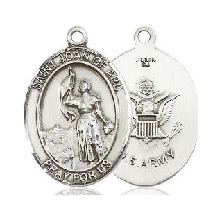 Sterling Silver Saint Joan of Arc Army Medal Catholic Jewelry