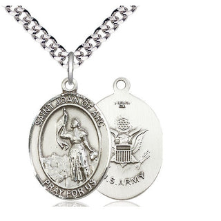 Sterling Silver Saint Joan of Arc Army Medal Catholic Jewelry