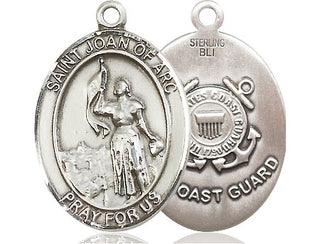 Sterling Silver Saint Joan of Arc  Coast Guard Medal Catholic Jewelry