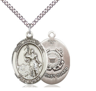 Sterling Silver Saint Joan of Arc  Coast Guard Medal Catholic Jewelry