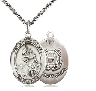 Sterling Silver Saint Joan of Arc  Coast Guard Medal Catholic Jewelry