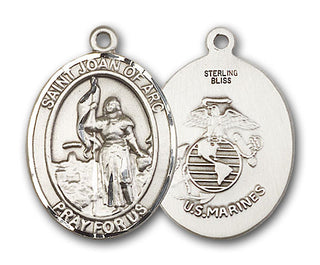 Sterling Silver St. Joan of Arc Marines Pendant