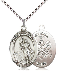 Sterling Silver Saint Joan of Arc National Guard Medal Catholic Jewelry