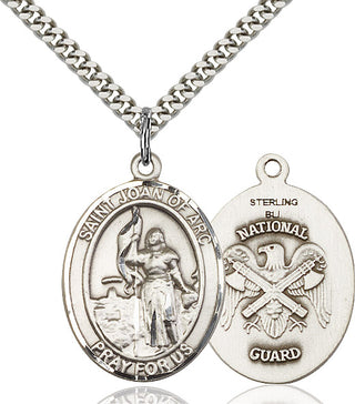 Sterling Silver Saint Joan of Arc National Guard Medal Catholic Jewelry