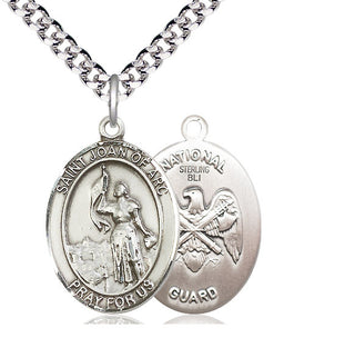 Sterling Silver Saint Joan of Arc National Guard Medal Catholic Jewelry