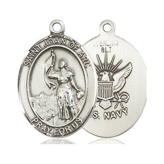 Sterling Silver Saint Joan of Arc Navy Medal Catholic Jewelry