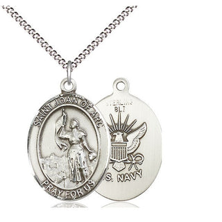 Sterling Silver Saint Joan of Arc Navy Medal Catholic Jewelry