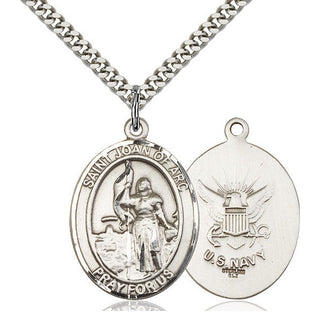 Sterling Silver Saint Joan of Arc Navy Medal Catholic Jewelry