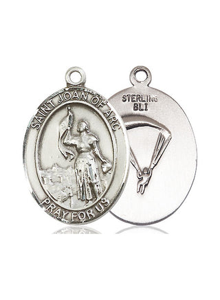 Sterling Silver Saint Joan of Arc Paratrooper Medal Catholic Jewelry