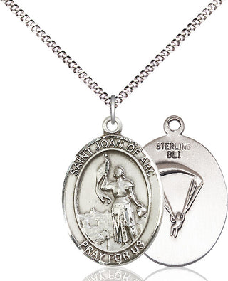 Sterling Silver Saint Joan of Arc Paratrooper Medal Catholic Jewelry