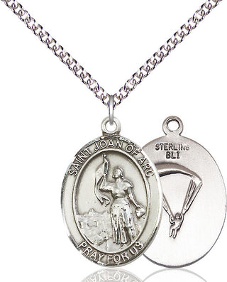 Sterling Silver Saint Joan of Arc Paratrooper Medal Catholic Jewelry
