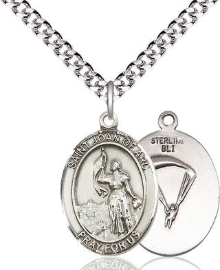 Sterling Silver Saint Joan of Arc Paratrooper Medal Catholic Jewelry