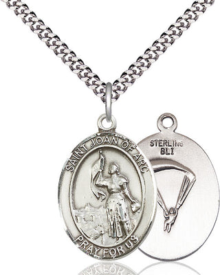 Sterling Silver Saint Joan of Arc Paratrooper Medal Catholic Jewelry