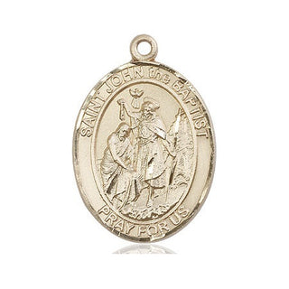 14kt Gold Filled Saint John the Baptist Medal Engraved Catholic Saint Jewelry