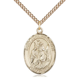14kt Gold Filled Saint John the Baptist Medal Catholic Jewelry Engraved Catholic Saint Jewelry