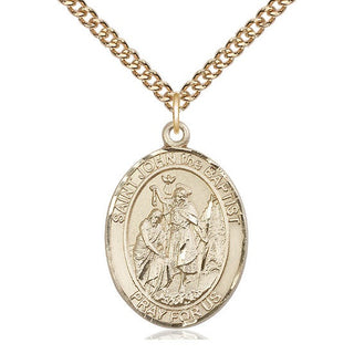 14kt Gold Filled Saint John the Baptist Medal Catholic Jewelry Engraved Catholic Saint Jewelry