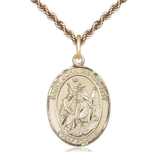 14kt Gold Filled Saint John the Baptist Medal Catholic Jewelry Engraved Catholic Saint Jewelry