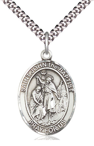 Pewter Saint John the Baptist Medal Catholic Jewelry Engraved Catholic Saint Jewelry