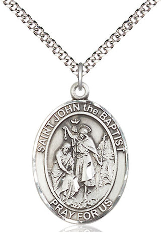 Pewter Saint John the Baptist Medal Catholic Jewelry Engraved Catholic Saint Jewelry