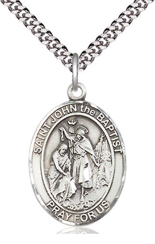 Pewter Saint John the Baptist Medal Catholic Jewelry Engraved Catholic Saint Jewelry