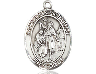 Pewter Saint John the Baptist Medal Engraved Catholic Saint Jewelry