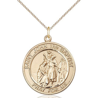 14kt Gold Filled Saint John the Baptist Medal Catholic Jewelry Engraved Catholic Saint Jewelry