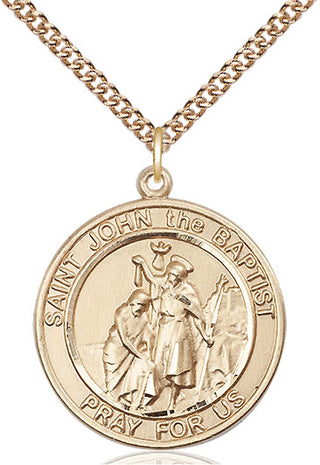 14kt Gold Filled Saint John the Baptist Medal Catholic Jewelry Engraved Catholic Saint Jewelry