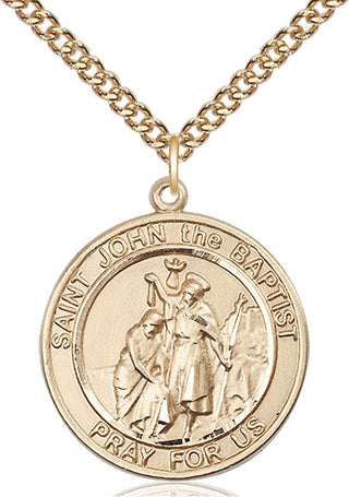 14kt Gold Filled Saint John the Baptist Medal Catholic Jewelry Engraved Catholic Saint Jewelry