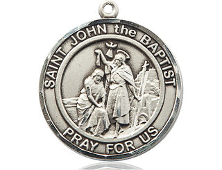 Pewter Saint John the Baptist Medal Engraved Catholic Saint Jewelry