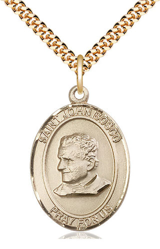 14kt Gold Filled Saint John Bosco Medal Catholic Jewelry Engraved Catholic Saint Jewelry