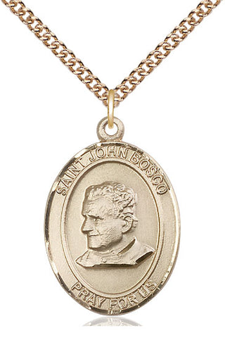 14kt Gold Filled Saint John Bosco Medal Catholic Jewelry Engraved Catholic Saint Jewelry