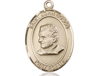 14kt Gold Saint John Bosco Medal Engraved Catholic Saint Jewelry