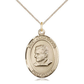 14kt Gold Saint John Bosco Medal Engraved Catholic Saint Jewelry
