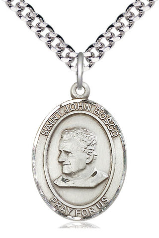 Pewter Saint John Bosco Medal Catholic Jewelry Engraved Catholic Saint Jewelry