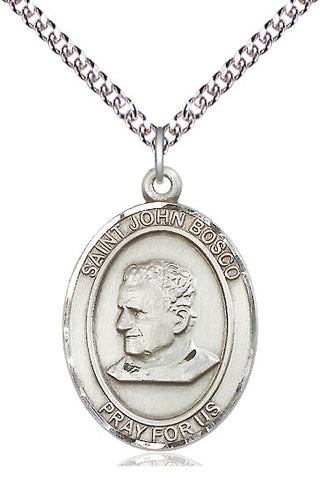 Sterling Silver Saint John Bosco Medal Catholic Jewelry Engraved Catholic Saint Jewelry