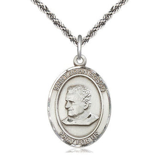 Sterling Silver Saint John Bosco Medal Catholic Jewelry Engraved Catholic Saint Jewelry