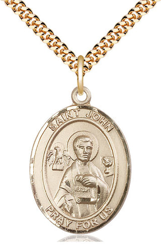 14kt Gold Filled Saint John the Apostle Medal Catholic Jewelry Engraved Catholic Saint Jewelry