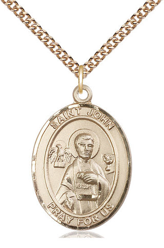 14kt Gold Filled Saint John the Apostle Medal Catholic Jewelry Engraved Catholic Saint Jewelry