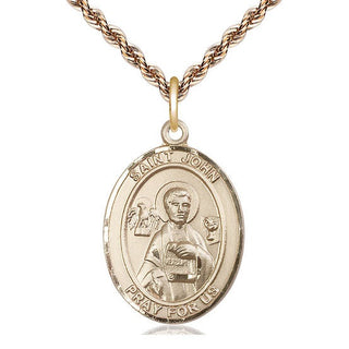 14kt Gold Filled Saint John the Apostle Medal Catholic Jewelry Engraved Catholic Saint Jewelry