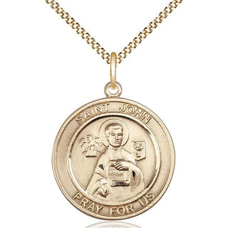 14kt Gold Filled Saint John the Apostle Medal Catholic Jewelry Engraved Catholic Saint Jewelry