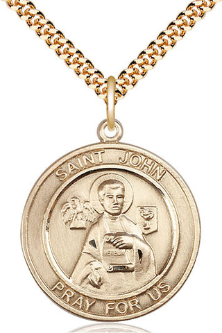 14kt Gold Filled Saint John the Apostle Medal Catholic Jewelry Engraved Catholic Saint Jewelry
