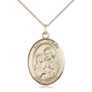 14kt Gold Filled Saint Joseph Medal Catholic Jewelry Engraved Catholic Saint Jewelry