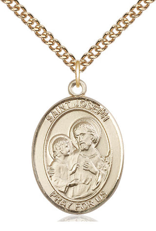 14kt Gold Filled Saint Joseph Medal Catholic Jewelry Engraved Catholic Saint Jewelry