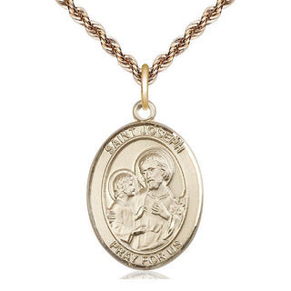 14kt Gold Filled Saint Joseph Medal Catholic Jewelry Engraved Catholic Saint Jewelry