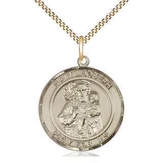 14kt Gold Filled Saint Joseph Medal Catholic Jewelry Engraved Catholic Saint Jewelry