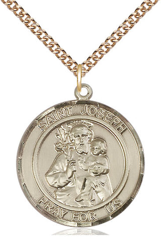 14kt Gold Filled Saint Joseph Medal Catholic Jewelry Engraved Catholic Saint Jewelry
